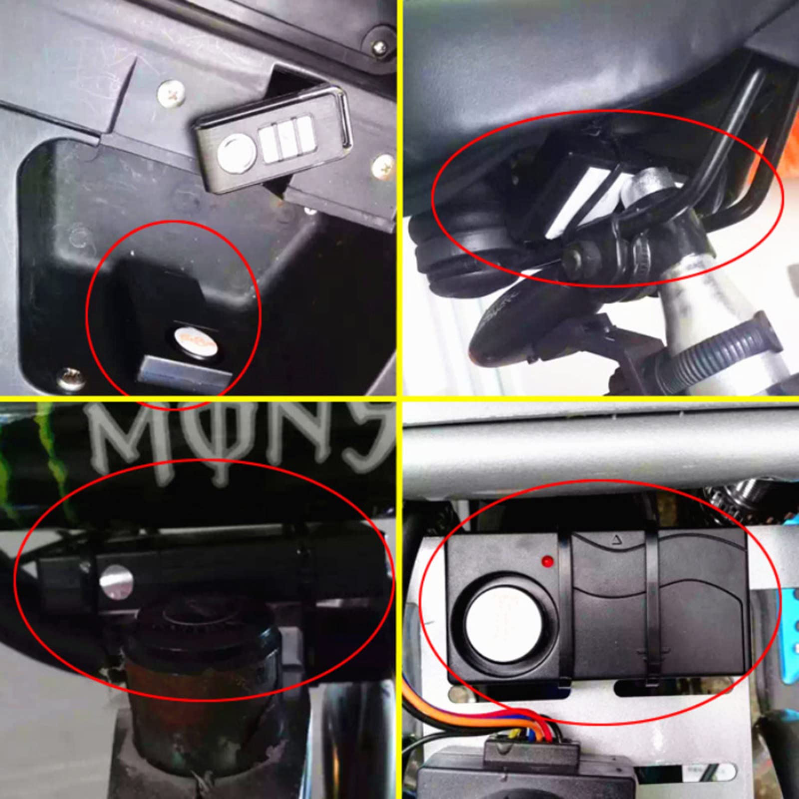Shkalacar Alarm rowerowy 110 dB, bezprzewodowy czujnik ruchu wibracyjnego Czujniki bezpieczeństwa do rowerów motocyklowych Alarm rowerowy z pilotem
