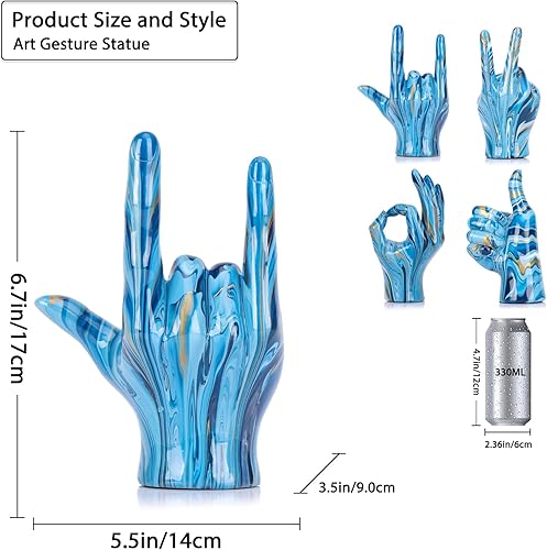 Miniatura 2 de Decoración de escritorio con estatua de gesto con texto en inglés "I and Love and You", decoración de letrero de paz azul para el hogar, escultura