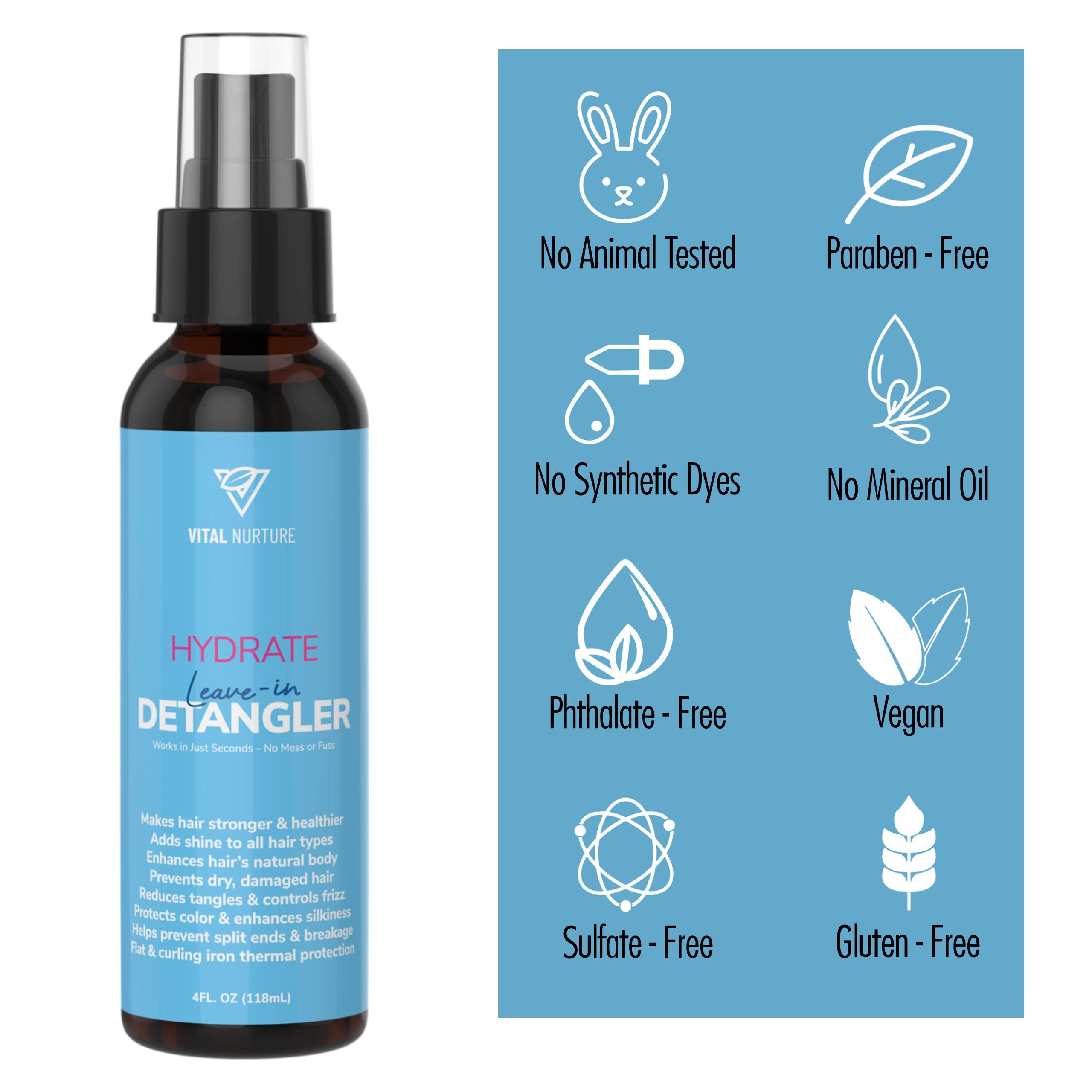 Hidrata desenredante sin enjuague, añade brillo instantáneo al cabello seco y dañado, espray desenredante antiencrespamiento con aceite de argán y aloe vera, protección térmica para 6