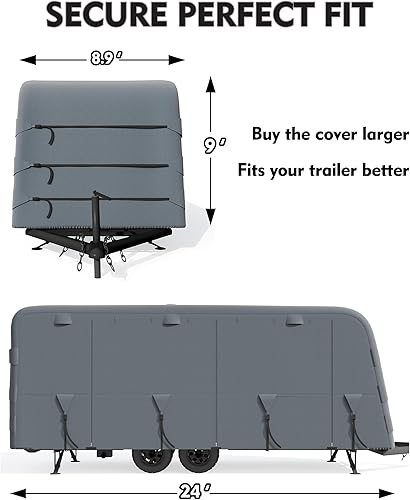 Miniatura 2 de Cubierta de remolque de viaje de alta resistencia, extra gruesa, impermeable y anti-UV, panel superior de 6 capas, cubierta reforzada a prueba de