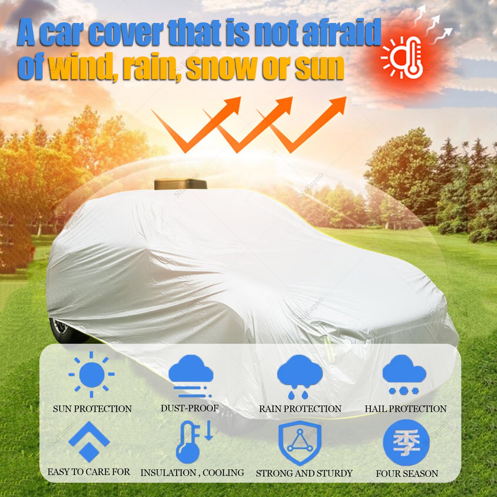 Telo Copriauto Automatico Con Ricarica Solare, Tenda Parasole Portatile Impermeabile Per Tutte Le Stagioni, Tenda Da Esterno Completa Per Berline Protezione Da Sole Pioggia Neve E Grandine White-3XL+