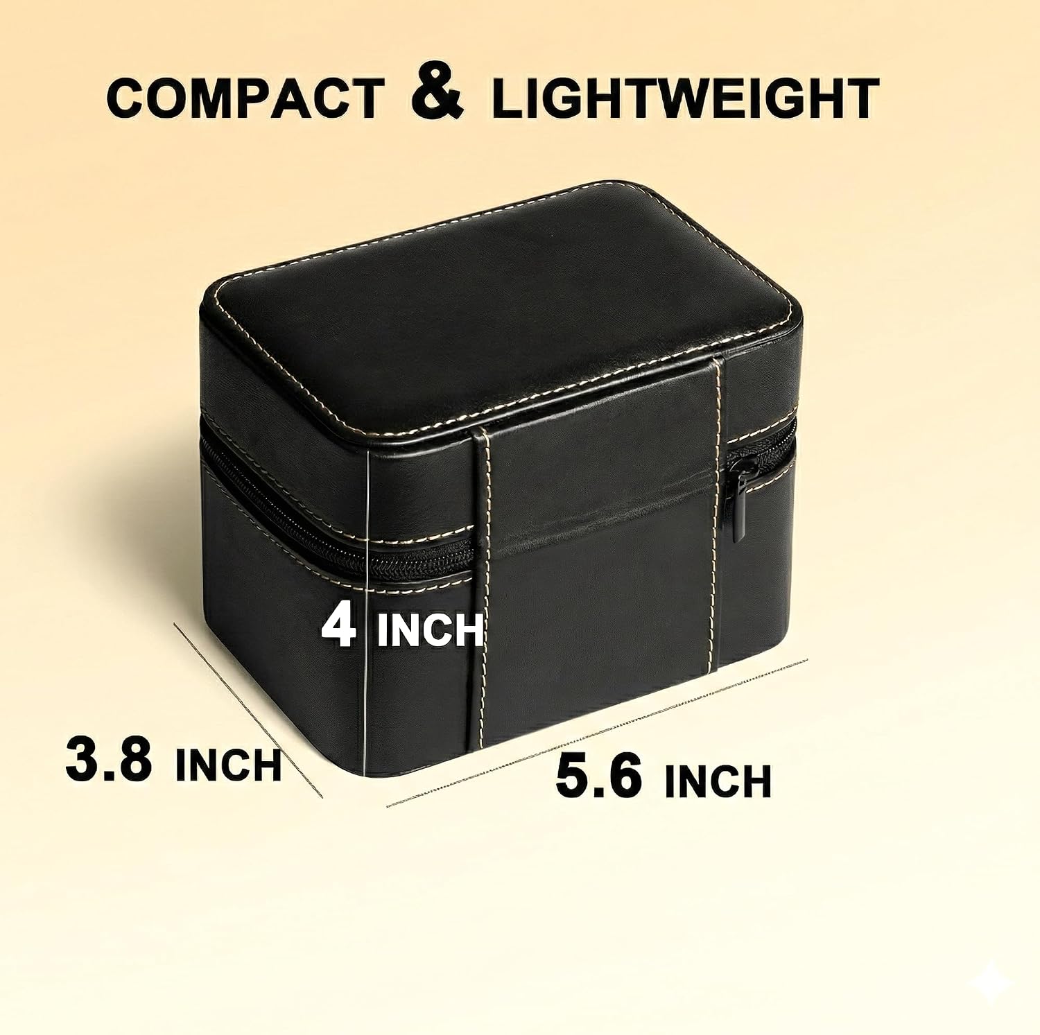 2 slots Watch travel Case Display Box, Hard leather watch storage organizer box fit watches up 52mm face,with insert for accessories. (BLACK, 2 SLOT)