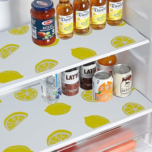 Miniatura 2 de Revestimiento de estante de limón para armarios de cocina, revestimiento de cajón no adhesivo, forro antideslizante para refrigerador, impermeable,
