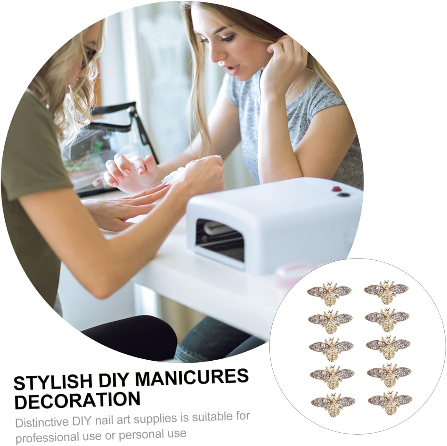 50pcs Retro Alloy Bee Nail Charms Nail Art Ornaments for DIY Manicure for Personal Style Craft Projects