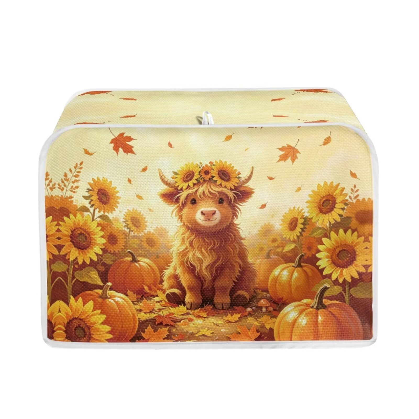 Fall Highland Cattle 4 Slice Toaster Cover Thankisgiving Decor