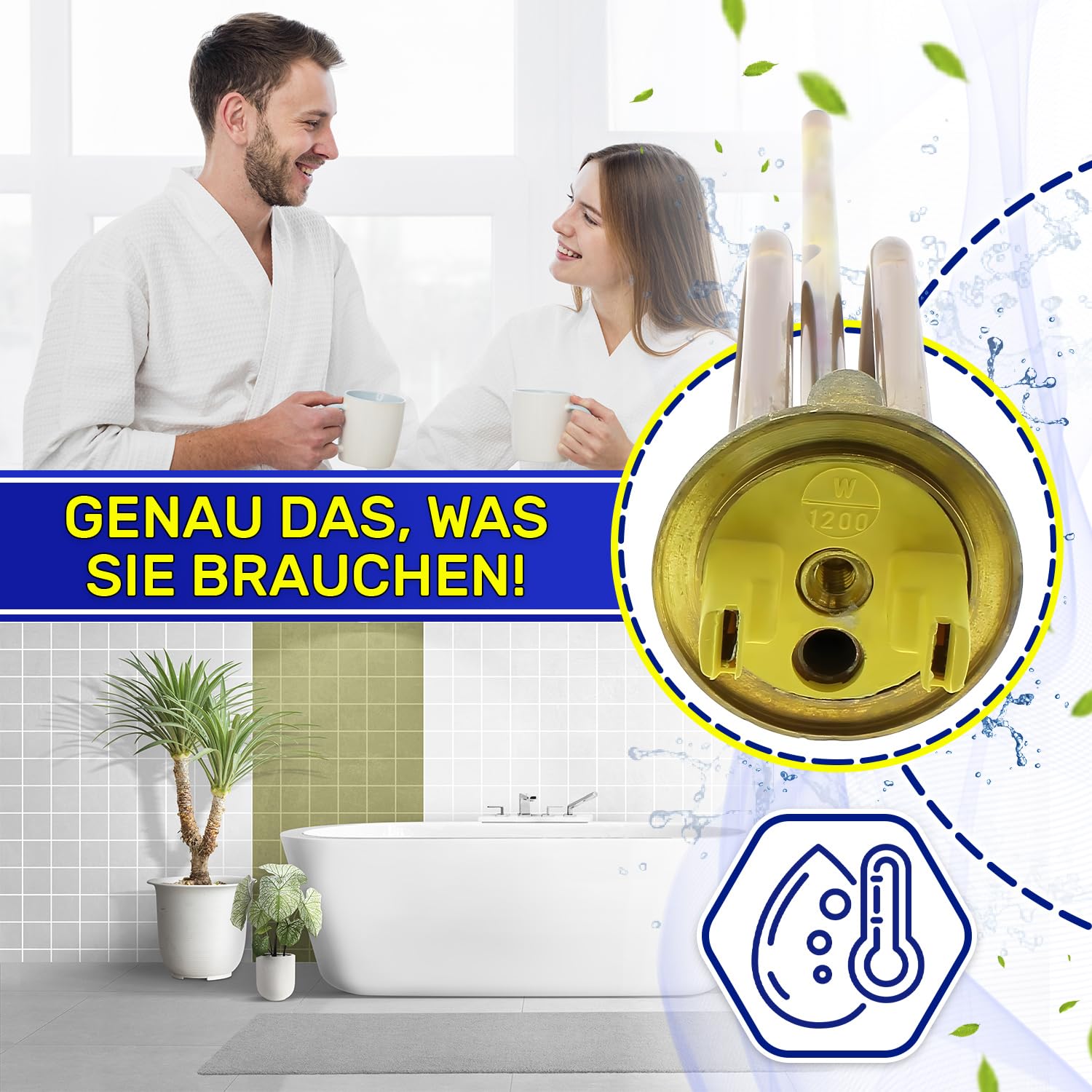 Heizstab für Kessel 1200W mit Originalcode 61401776 für Ariston - Garantie 10 Jahre - MONTERAL