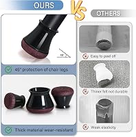 YOZON 40 db Szilikon Széklábvédő Sapka Filcbetéttel - Kerek Fekete Padlóvédő Bútorlábakhoz, Fa, Laminált és Csempe Padlóhoz (14-20 mm) 3