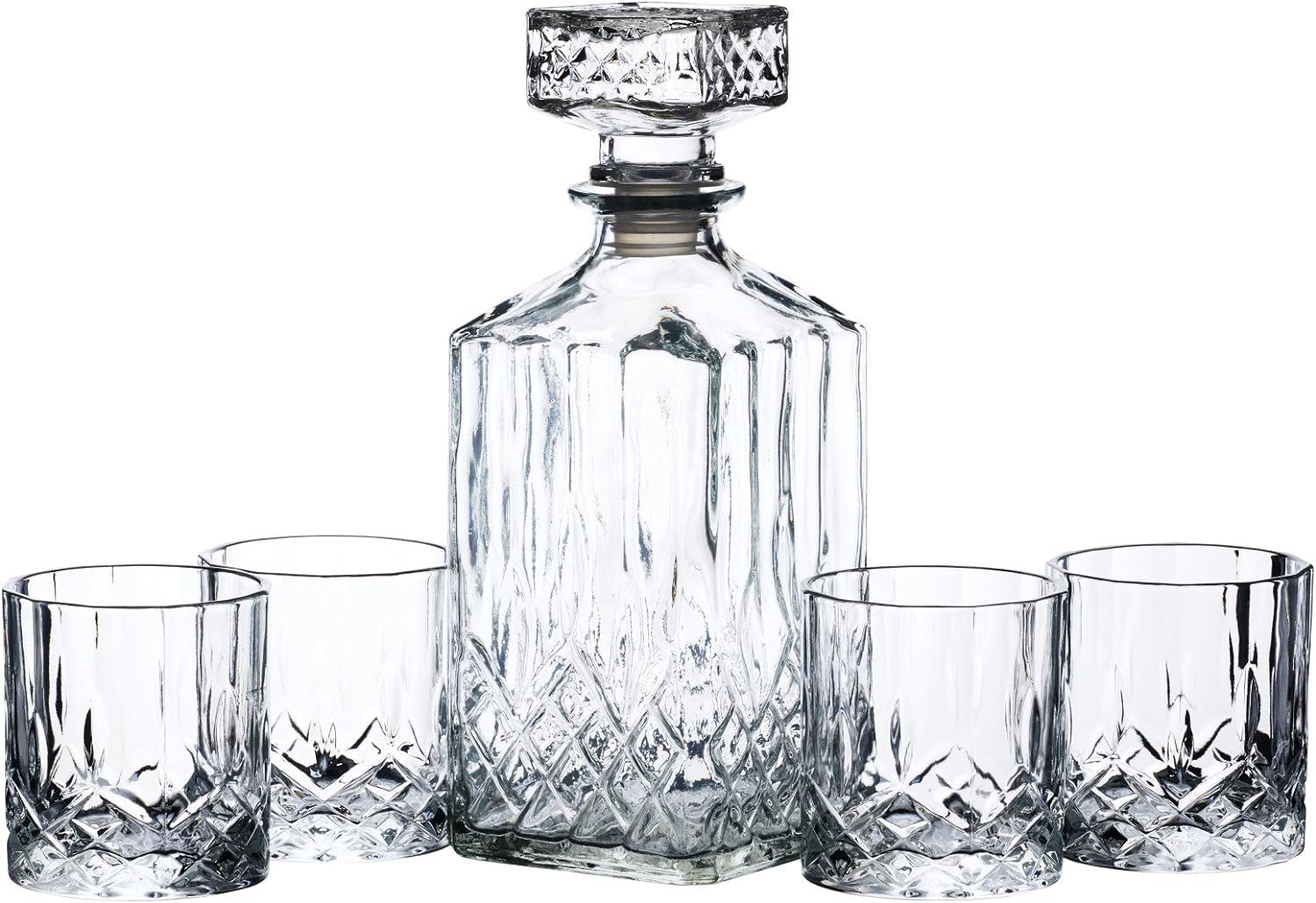 Barcraft Cut Glass Effect Decanter Set - 5 Piece Set
