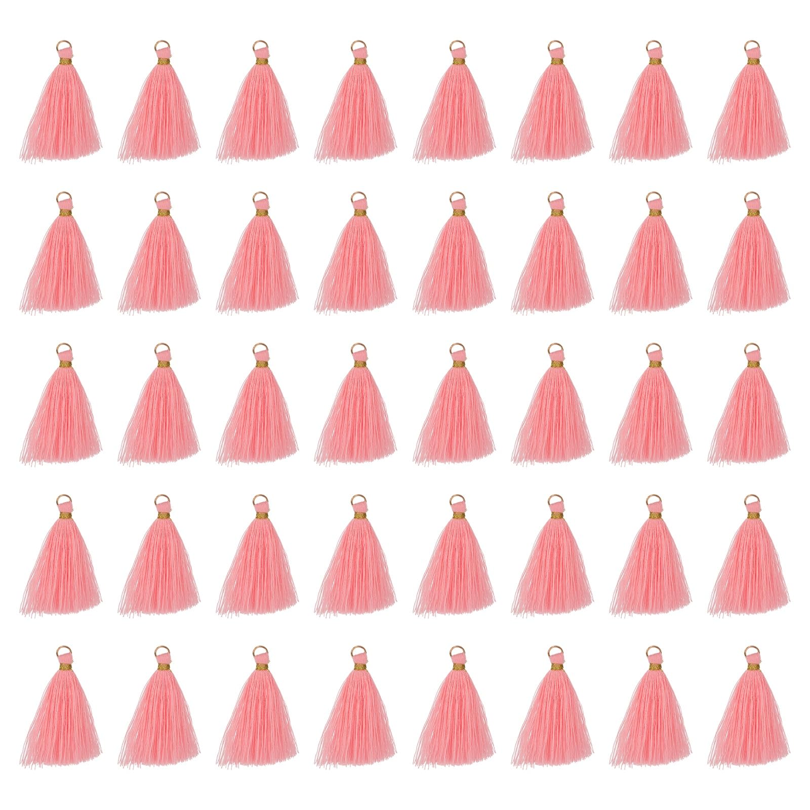 Mini borlas de hilo rosa para manualidades con fijación rápida de anillo
