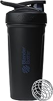Vista 8 de BlenderBottle Strada Shaker Cup - Botella de agua aislada de acero inoxidable con batidor de alambre, 24 onzas, color blanco Insulated, Water