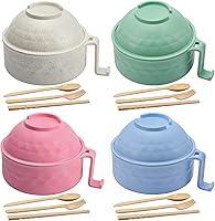 Vista 11 de 4 Juegos de Cocedor de Ramen para Microondas de 33 oz, Juego de Tazones de Ramen Rápido, Cocedor de Fideos para Microondas con Asa, Tazón de Fideos