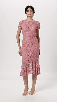 Buy Athena Lifestyle Athena Mauve Lace midi Dress with Flared Bottom at  Amazon.in