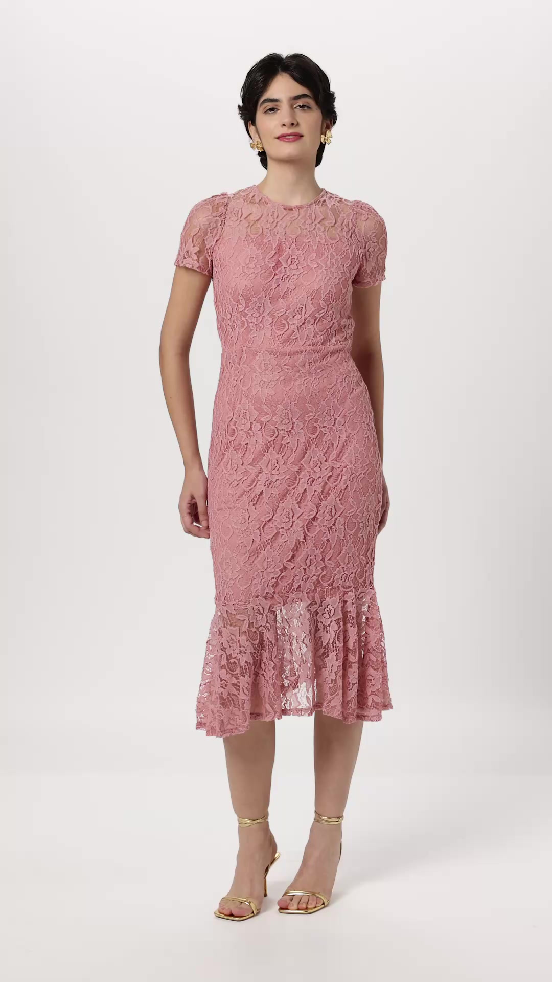 Buy Athena Lifestyle Athena Mauve Lace midi Dress with Flared Bottom at  Amazon.in