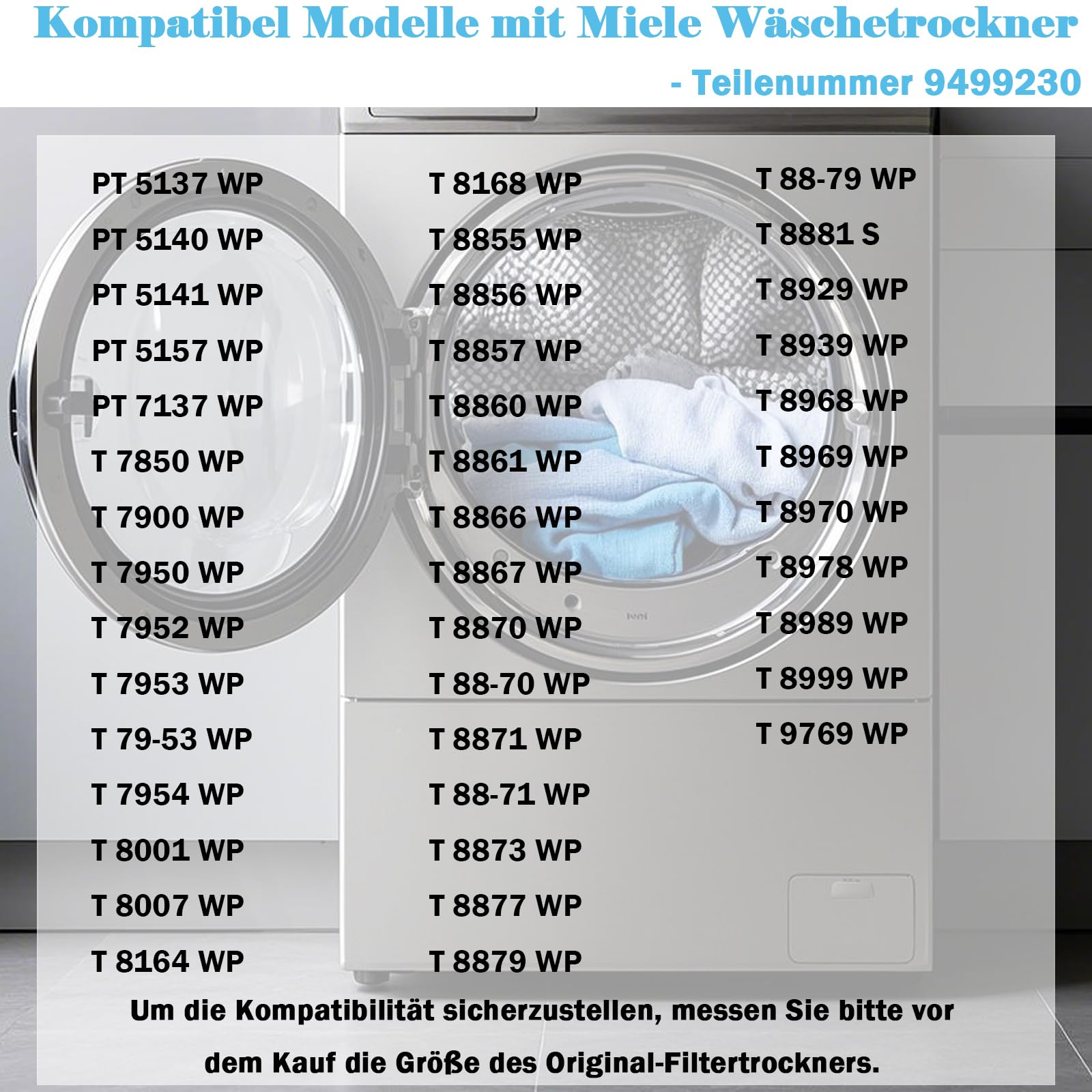 9499230 Filtro di ricambio per asciugatrice Miele Edition 111 T8860WP T8861WP T8873WP Filtro a pompa di calore Spugna fine grossa 220 x 130 x 130 mm Filtro base di ricambio (4 pezzi