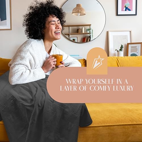 Miniatura 6 de Jmr Usa Inc. Manta térmica de tejido gofre, de 90 x 90 pulgadas, de algodón, para cama, sofá, decoración de dormitorio, regalos de inauguración de