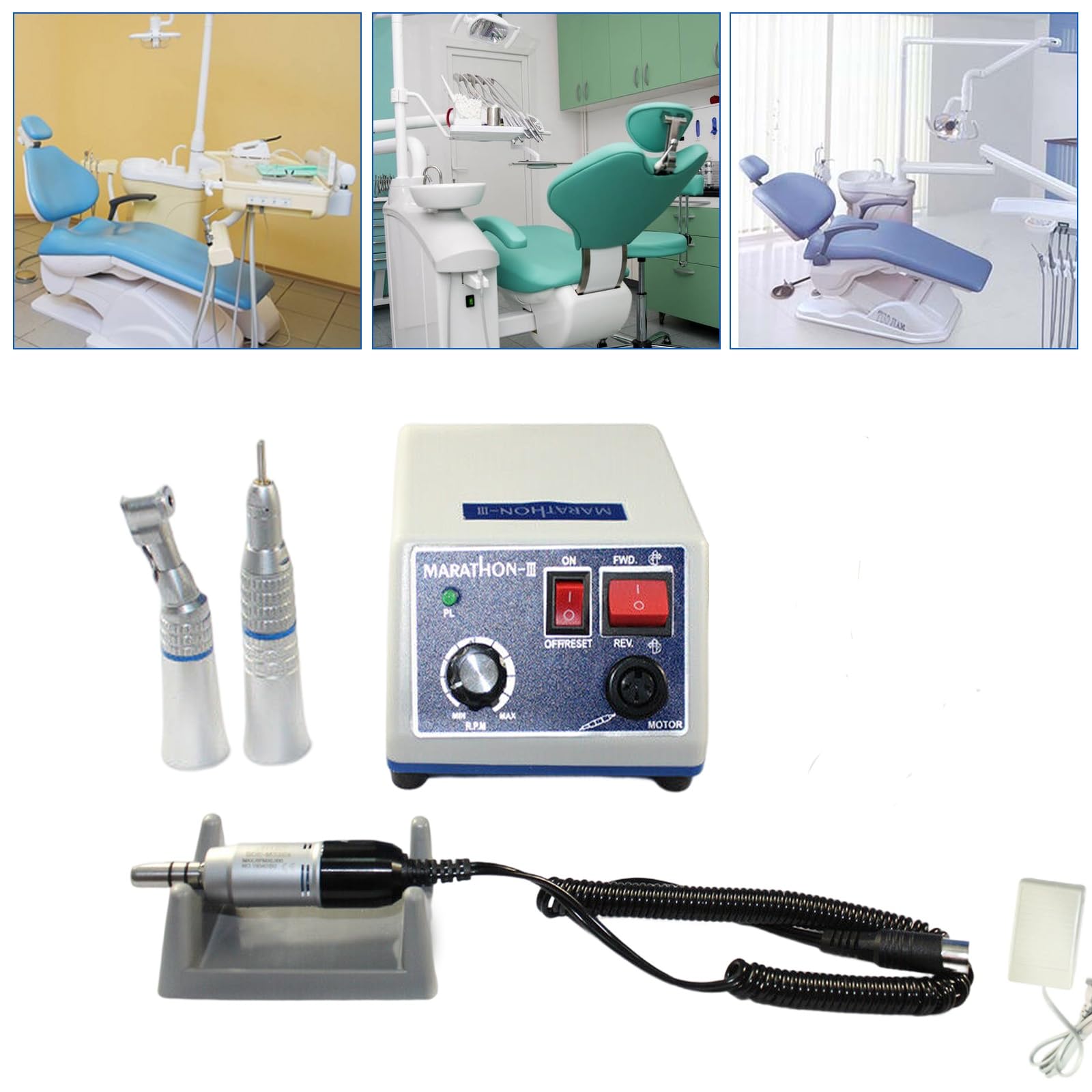 Laboratorio Micromotore Elettrico 0-35000 Giri/min Rettifica Regolabile Lucidatura Portatile con Lucidatrice +2 Teste +10 Fresas Carburo