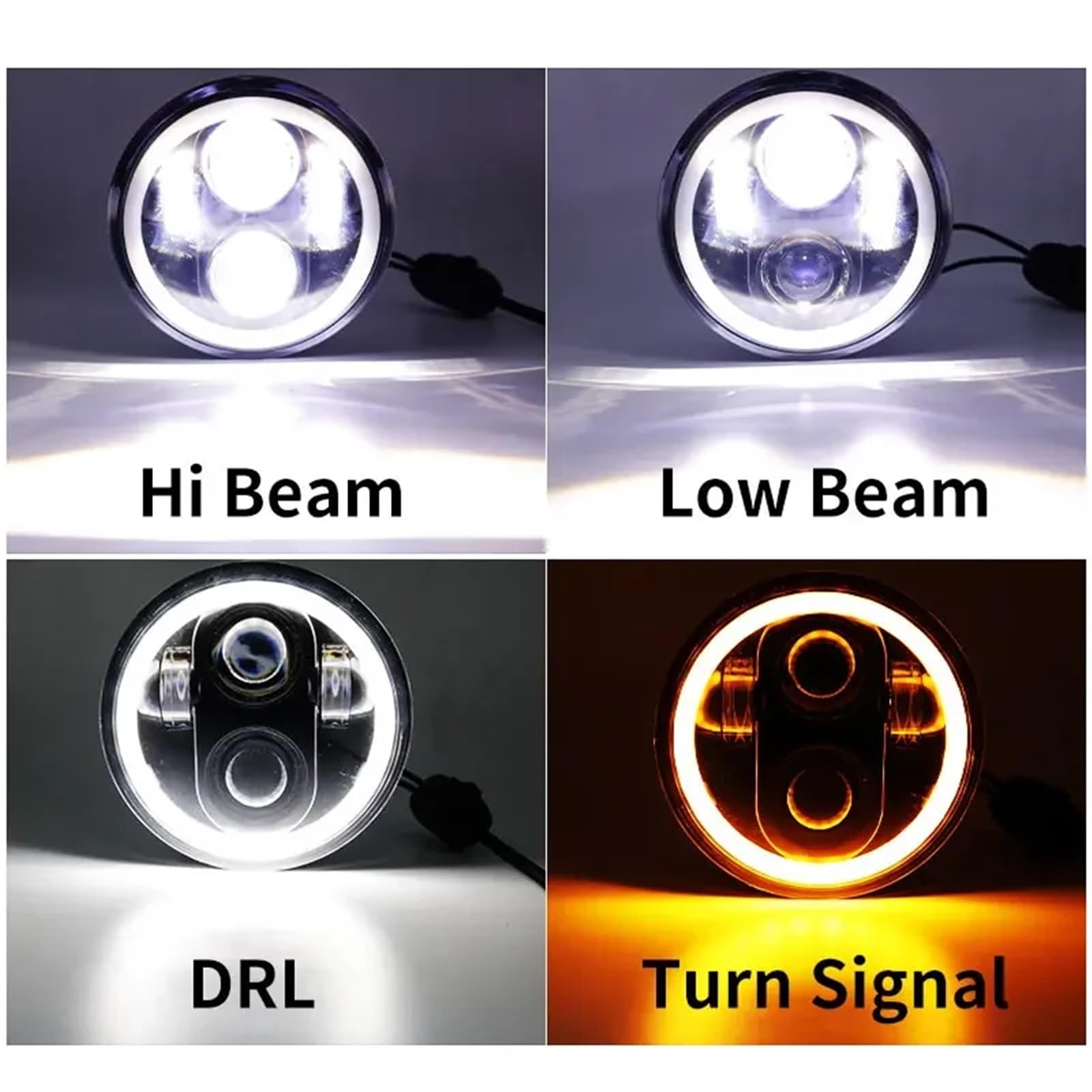 MESKEL Fari Anteriori Moto per Sportster per Iron 883 per Dyna per Triumph per Street per Speed ​​per Triple 5 3/4" Faro Moto LED da,75 Pollici/alloggiamento | Light and housing