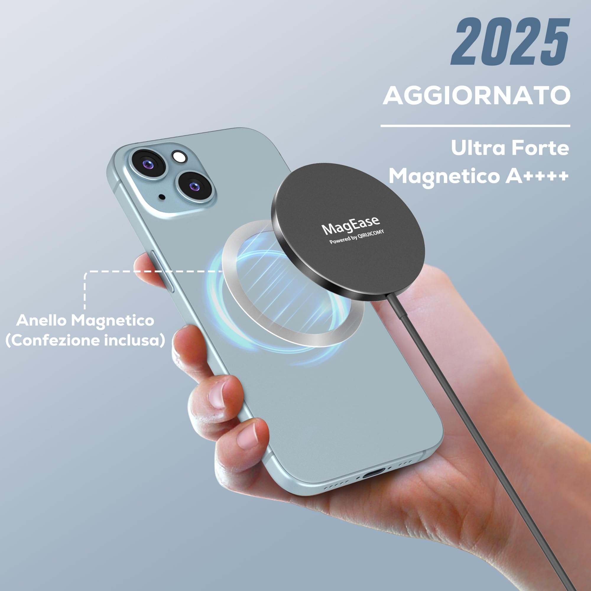 2 Pezzi Caricatore Wireless per iPhone, 15W Caricabatterie Mag Safe con