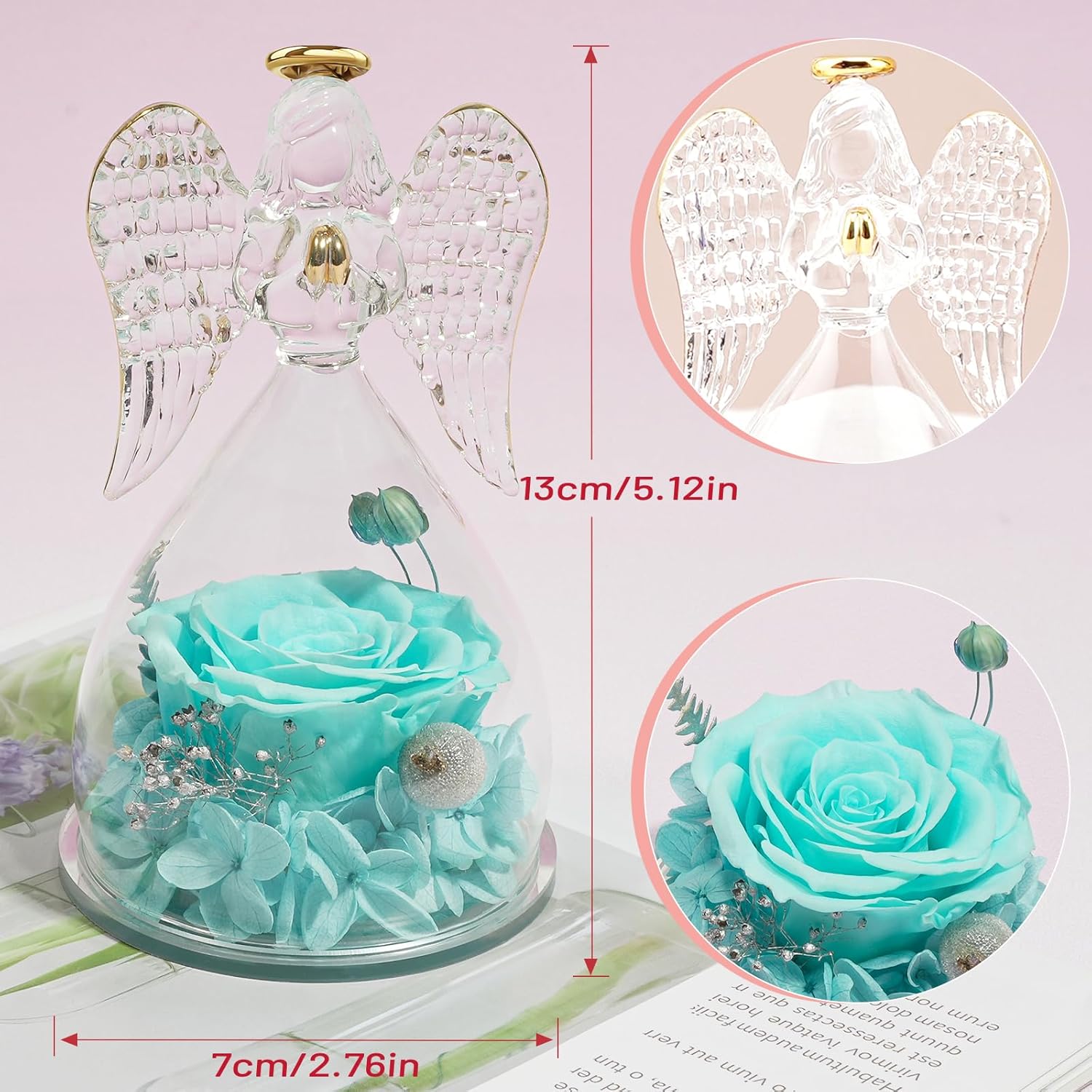 Miofula Preserved Flowers Rose Gifts for Mom, Angel Figurines Forever Real Rose Mom Birthday Gifts for Women, Anniversary Mothers Day Fresh Flowers for Delivery Gifts for Grandma Her Wife Girlfriend