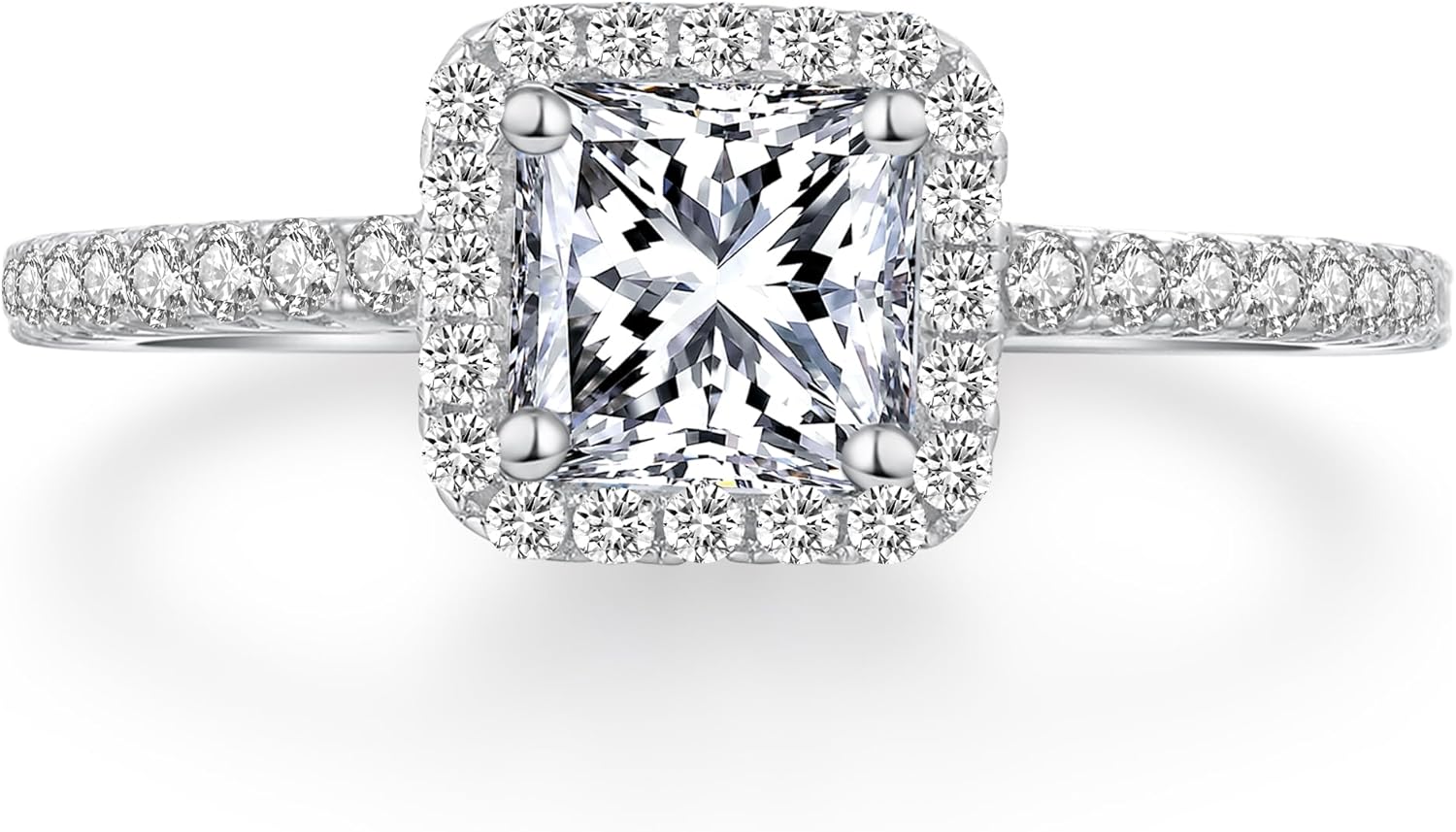 Diamond Rings For Women Clearance 18K White Gold Plated Cubic Zirconia Ring Set - Wedding, Engagement & Promise Ring In One Masonite Rings For Women - Foto 13