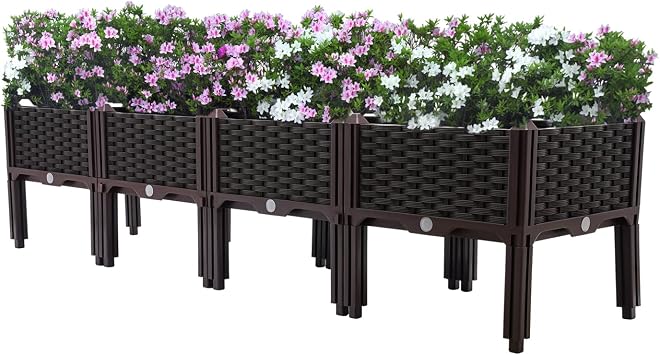 LOYALHEARTDY Raised Garden Bed, Planter Raised Beds Outdoor Plants Raised Garden Bed Elevated Rectangular Garden Box Kits for Growing Fresh Vegetables, Flowers and Herbs