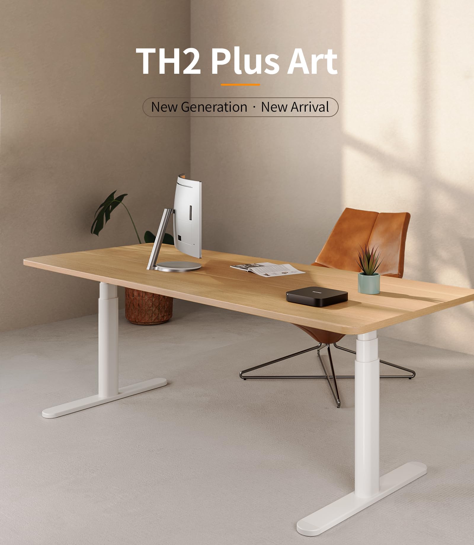 MAIDeSITe EL2 Plus Art Höhenverstellbarer Schreibtisch Gestell mit Ovaler Beindesign, Elektrisch Dualmotor Tischgestell höhenverstellbar mit 62-125cm, 4 Memory-Steuerung Schreibtisch höhenverstellbar