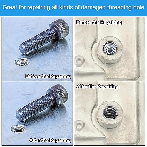 Miniatura 6 de PATIKIL Adaptadores de rosca, tuerca reductora de manga, 10 piezas M12* 1.75 macho a M8* 1.25 hembra Reparación Inserto Tuerca Reductor de tornillo