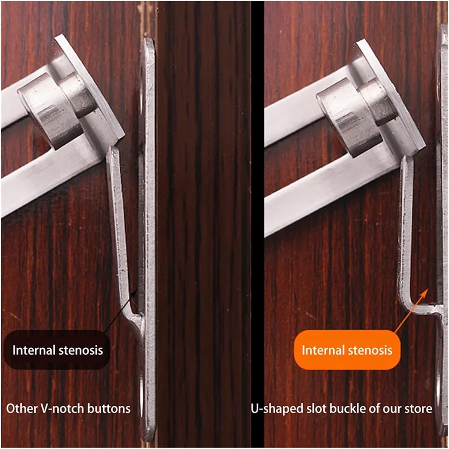 BREAKA Door Lock 90 Degree Barn Bolt Cast Stainless Steel Hook Latch Window Cabinet Locks with Screws Right Angle Sliding Gate Lock