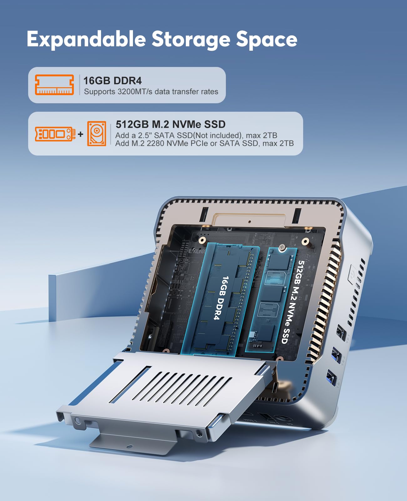 NiPoGi Mini PC N97 Ιntel Alder Lake W-11(Βeat N100/Ν95,fino a 3.6GHz),16GB DDR4/512GB NVMe M.2 SSD Mini Computer,GK3PLUS Mini PC Desktop WiFi6 4K Triple Display/BT5.2/RJ45,Micro PC per Casa Affari