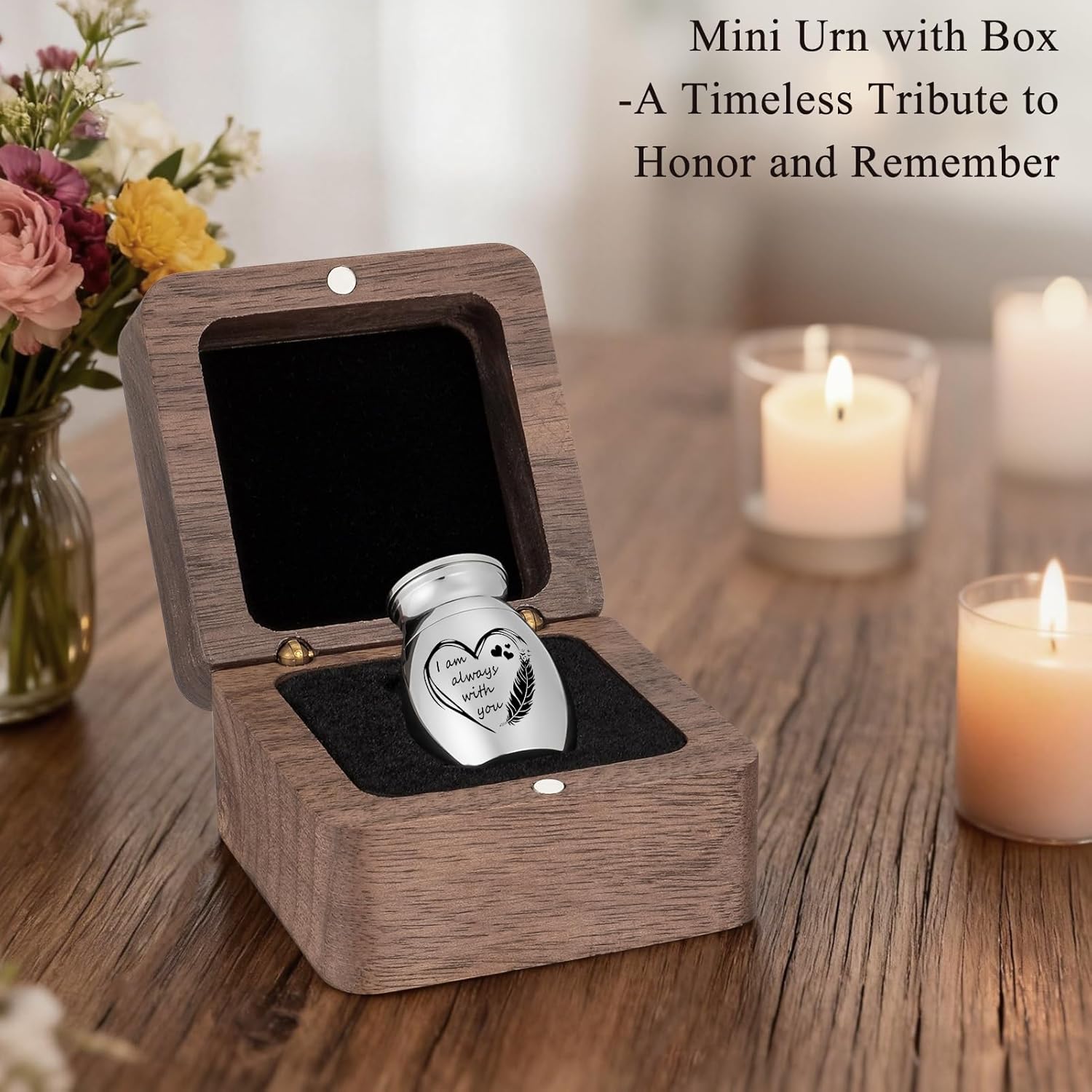 SOITIS Customized Small Urns for Human Ashes Keepsake 1.2 Inches Stainless Steel Mini Urns for Ash Square Box Tiny Cremation Urns for Women Men Funeral Keepsake Urn