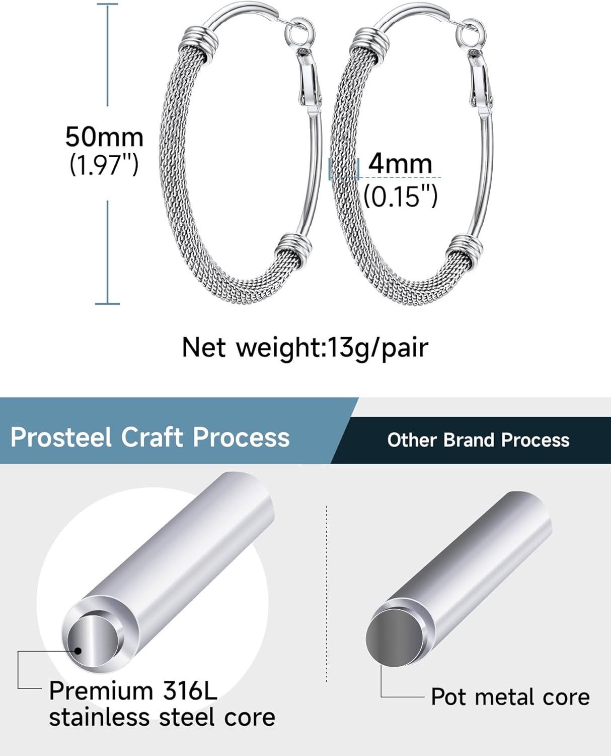 PROSTEEL 30/40/60/80/100mm Chunky Hoop Earrings For Women Gold Plated/Black Stainless Steel Hoops Earrings Statement Jewelry - Image 5