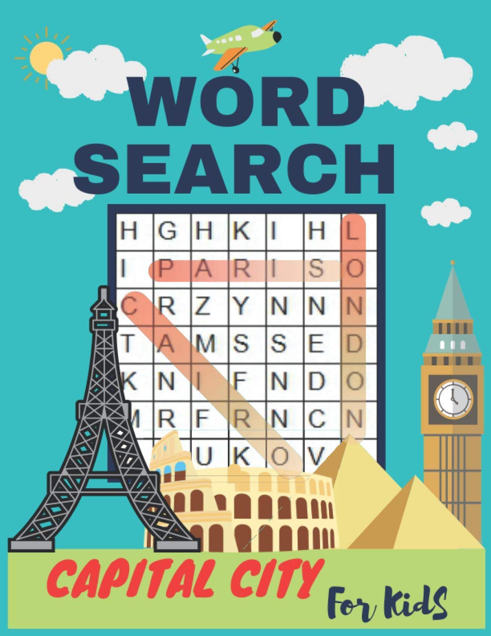 Search Word Capital city For Kids: Search and Find the Capital city of countries, Activity Book