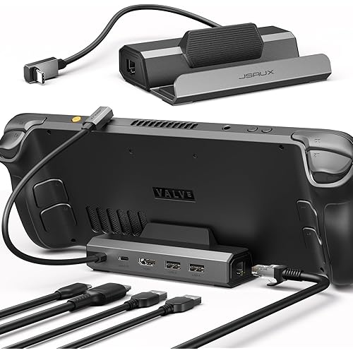 JSAUX Upgraded Docking Station 4K@120Hz for Steam Deck OLED/ROG Ally X/Legion Go/MSI Claw, 5-in-1 Steam Deck Dock with HDMI 2.1, 100Mbps Ethernet, USB 2.0 and 100W Charge for Steam Deck LCD-HB0602