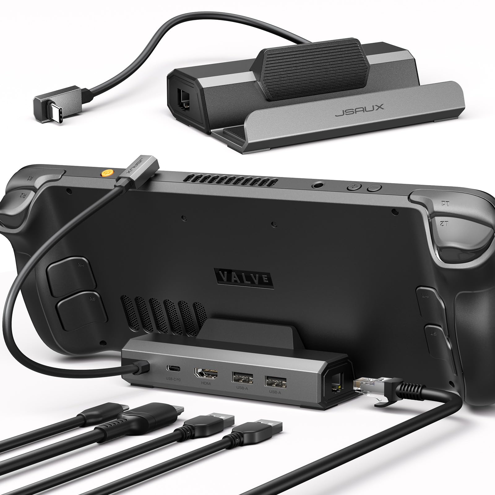 JSAUX Upgraded Docking Station 4K@120Hz for Steam Deck OLED/ROG Ally X/Legion Go/MSI Claw, 5-in-1 Steam Deck Dock with HDMI 2.1, 100Mbps Ethernet, USB 2.0 and 100W Charge for Steam Deck LCD-HB0602Carbonfree Certified