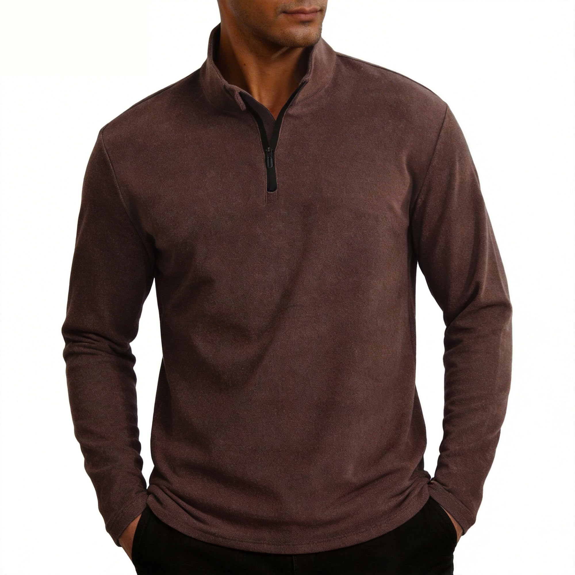 Men's Quarter Zip Pullover Fleece Lined Long Sleeve Golf Shirts for Men Thermal 1/4 Half Zip Sweatshirts