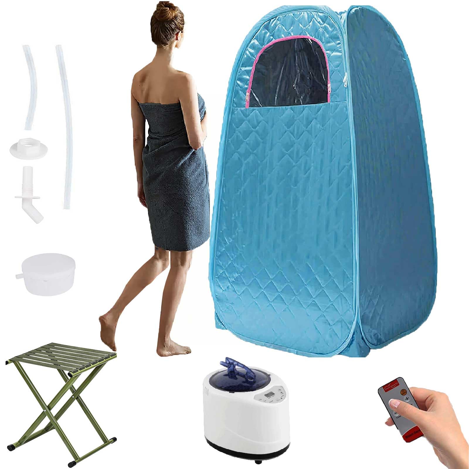 Portable Steam Sauna Tent Cabin Home SPA Sauna Kit Birthday Gift Wet Indoor Similar Infrard Sauna Pod W/Chair ||Man&Woman (Small,Suitable for People with a Height of Less Than 5.74FT) Blue