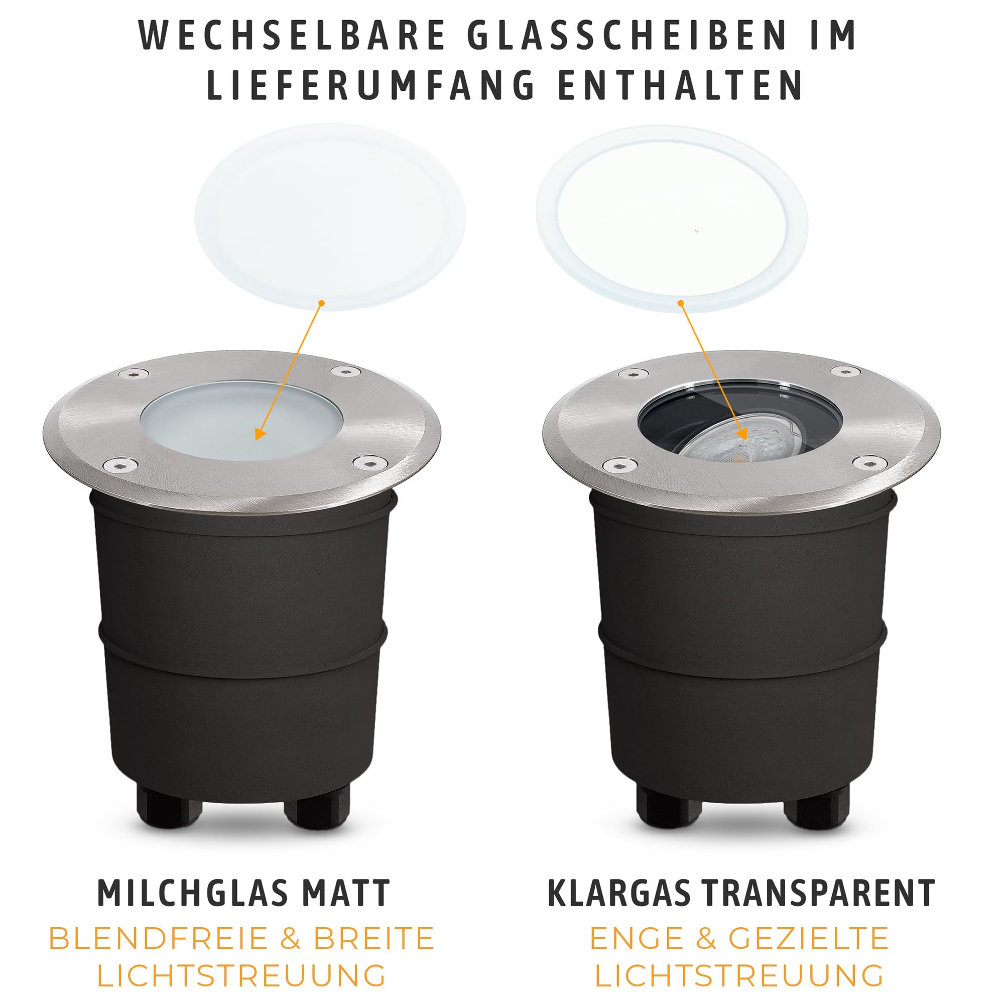 SSC-LUXon 3x MARNE Bodeneinbaustrahler Gartenspot - inkl. LED GU10 WLAN Smart RGB CCT - Außenbeleuchtung rostfrei & befahrbar Steuerbar über App & Sprache