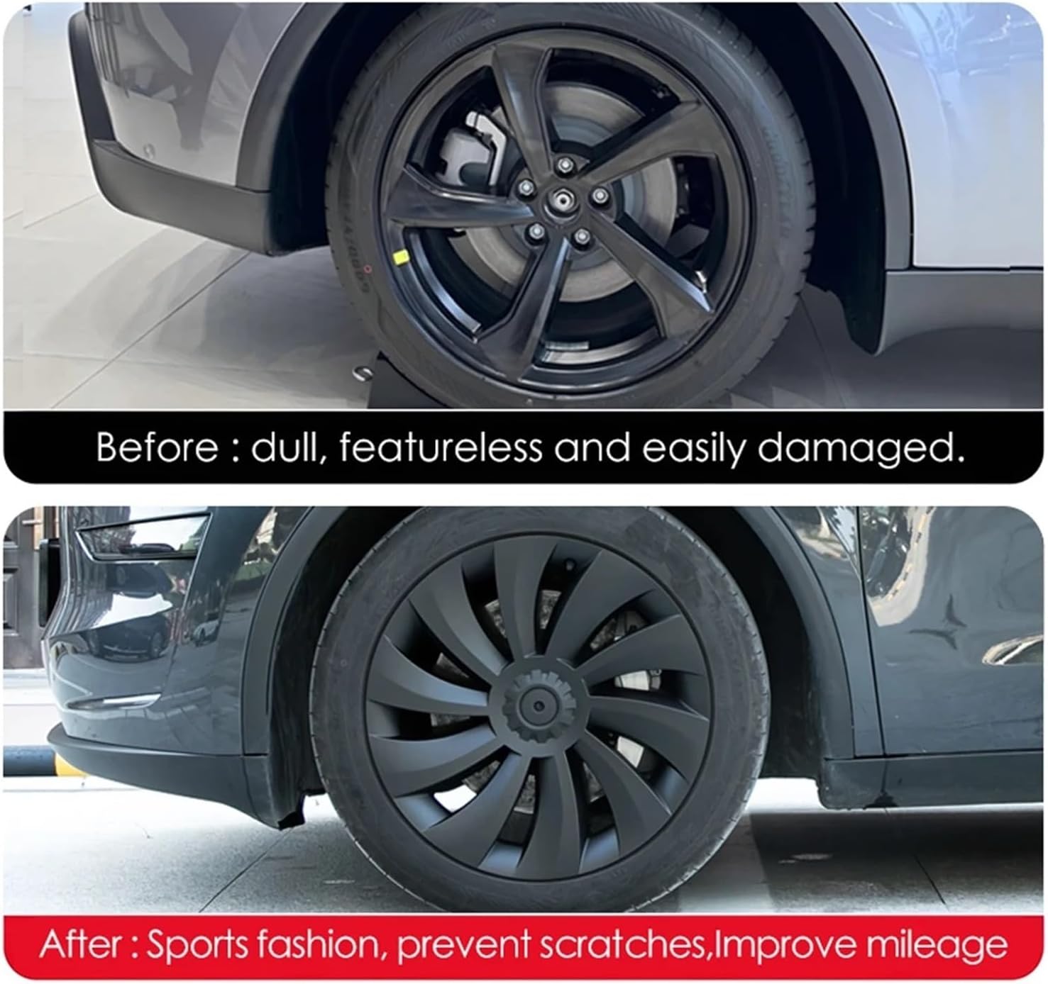 Wheel Cover Compatible with Tesla Model Y 19 Inch Juniper 2025 Tire Hub Cap Replacement Crossflow Full Rims My Accessories(Matte Black)