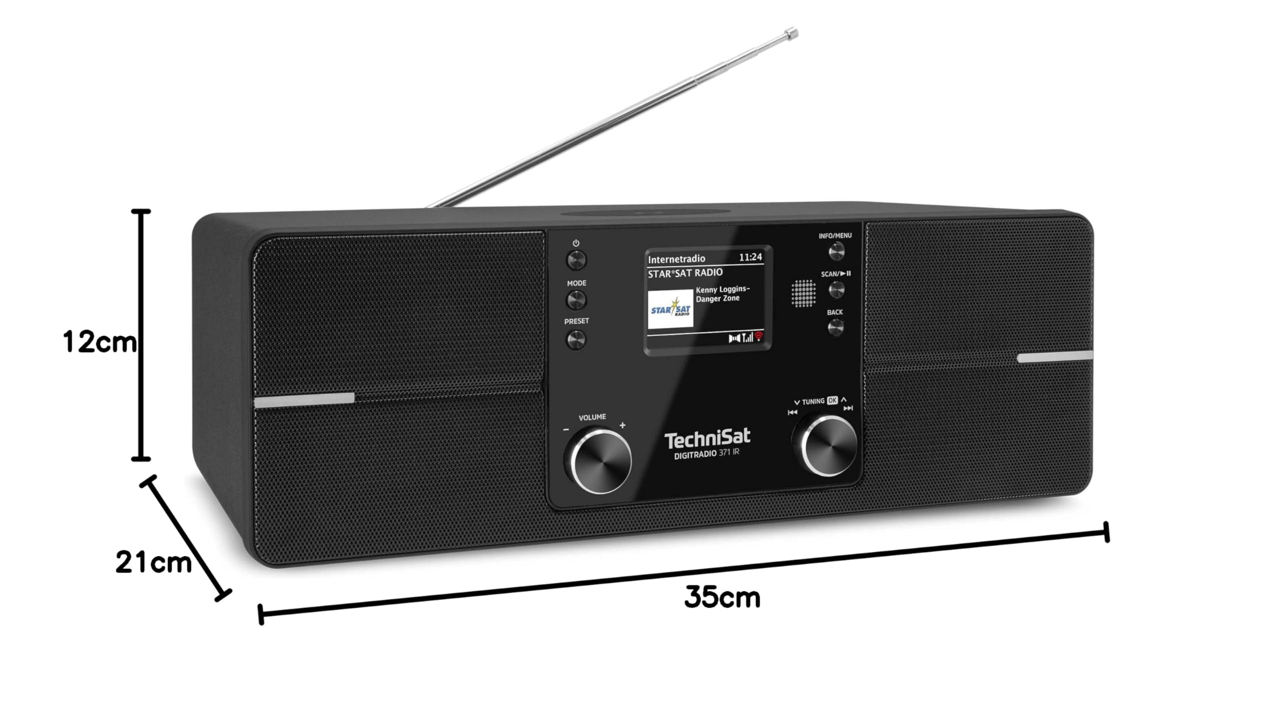 TechniSat DIGITRADIO 371 IR - Radio Internet avec charge sans fil (DAB+, FM, WLAN, réception Bluetooth, écran couleur, USB, AUXin, réveil, 10 W, commande par application/télécommande)
