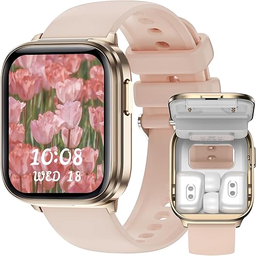 Smart Watch with Earbuds, Bluetooth Earphones Built-in,1.85'' Fitness Tracker Watch with Heart Rate/Sleep/SpO2 Monitor 100+ Sports Modes Compatible for Android & iPhone