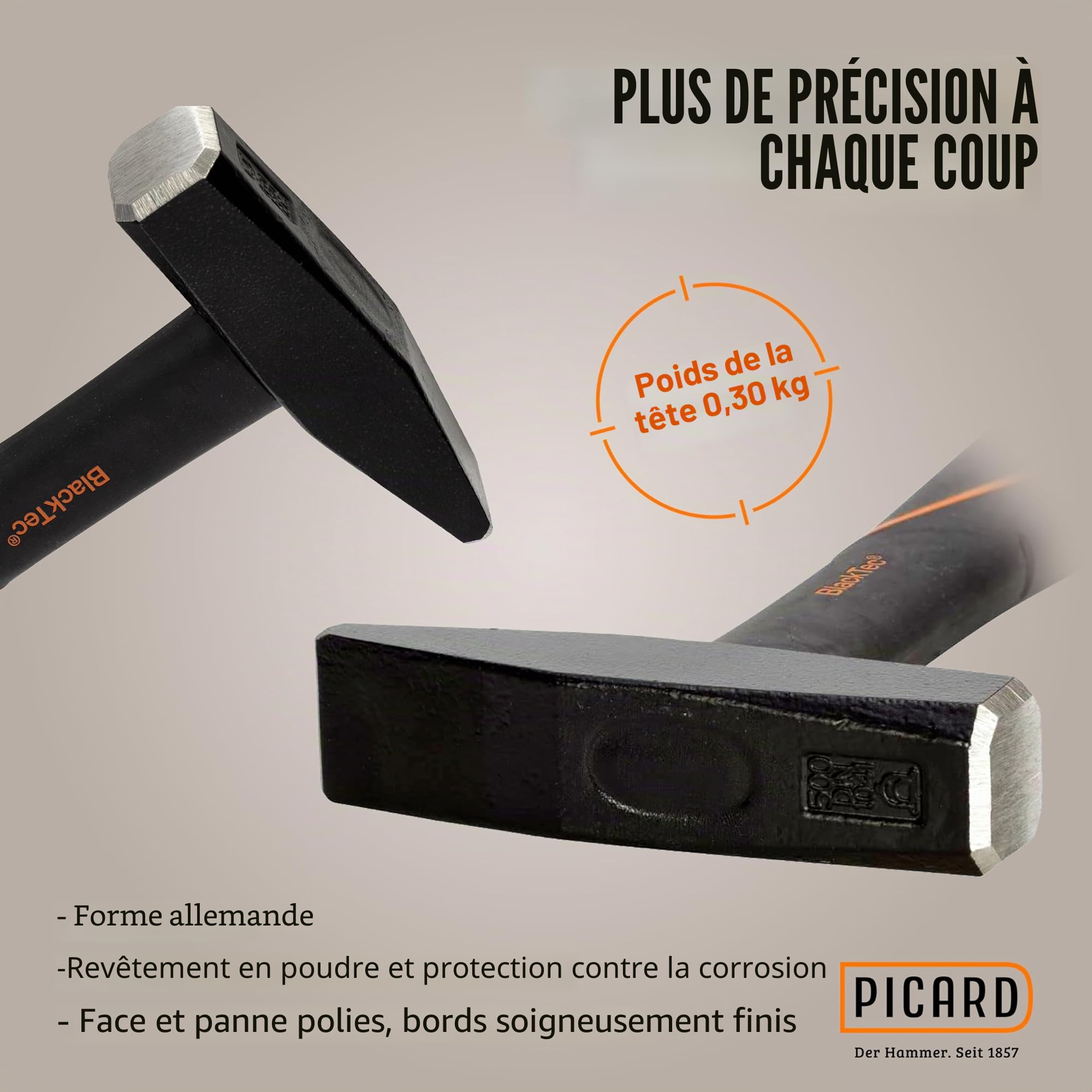 Picard 0032700-0300 Marteau rivoir Manche en plastique 300 g (Import Allemagne)