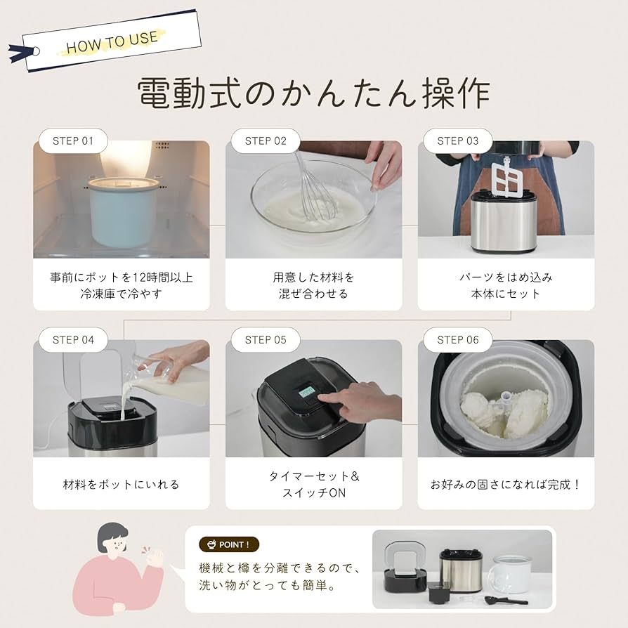 Amazon | ERU アイスクリームメーカー 電動 家庭用 業務用 大