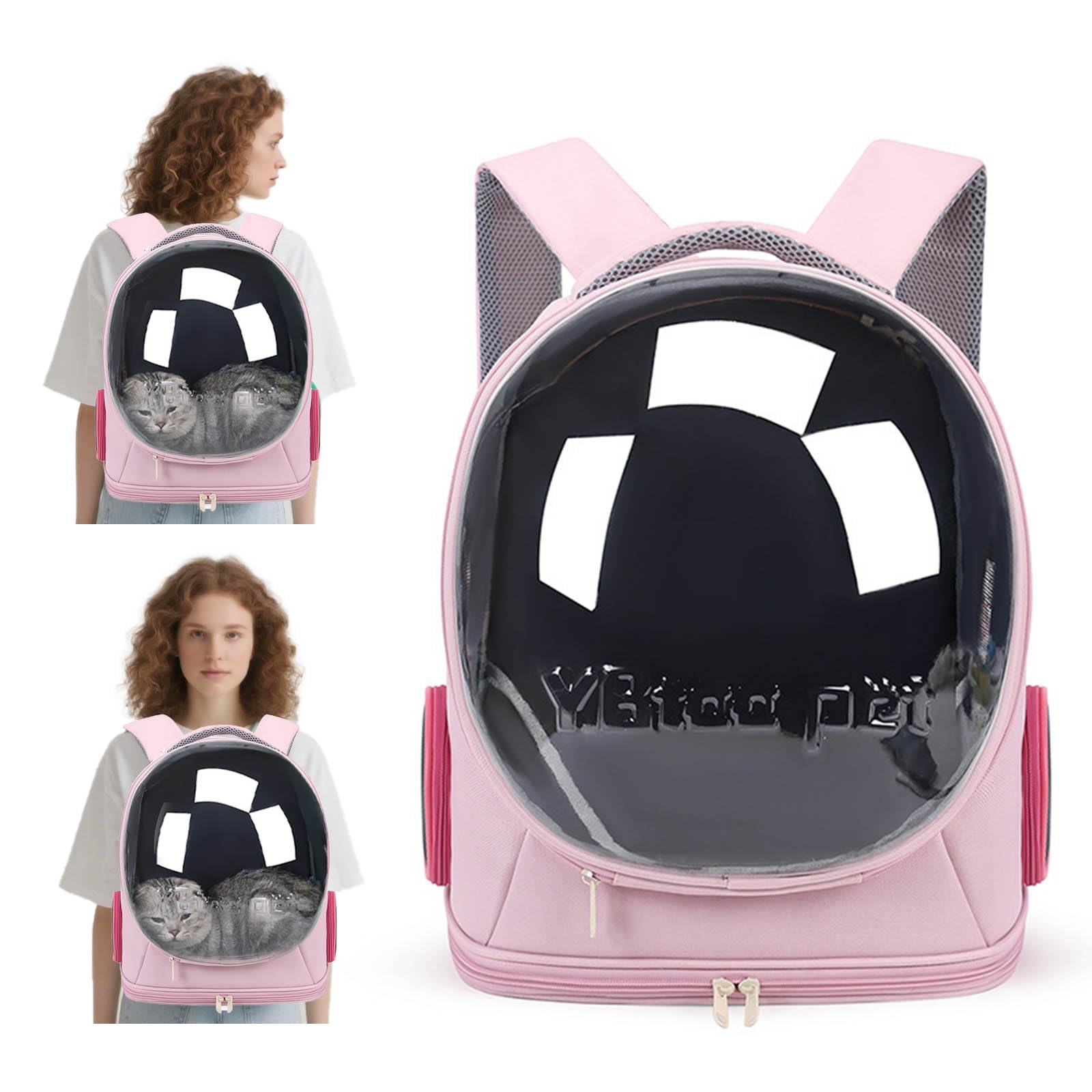PETCUTE Zaino per Cani e Gatti,Traspirante Trasportino per Cani e Gatti di Taglia Piccola e Media,Capsula Spaziale Trasportino Zaino Gatto con Cintura di Sicurezza Integrata,per Viaggo e Campeggio