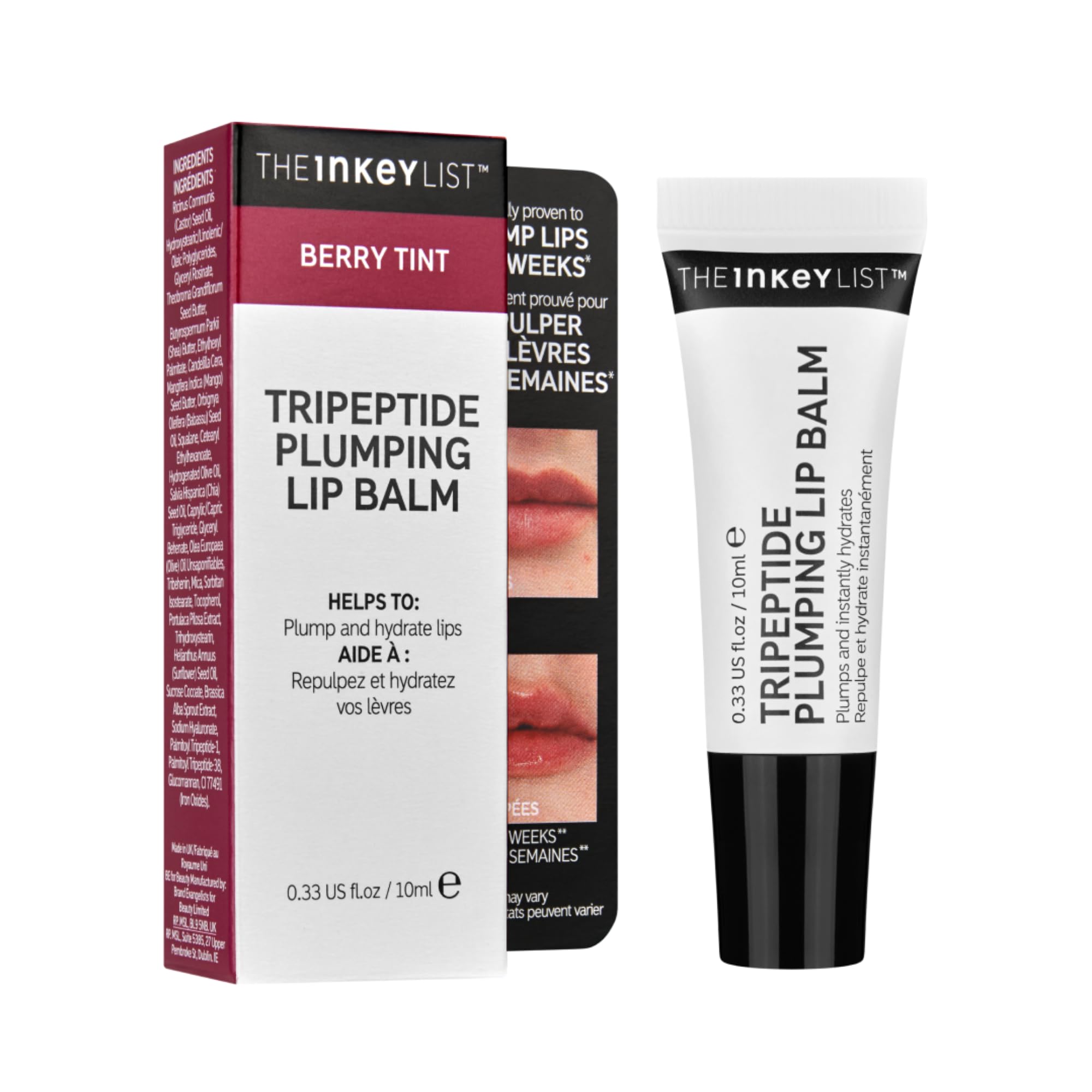The Inkey List Tripeptide Plumping Lip Balm 10ml, Clinically Proven Plumping Tinted Lip Care, Hydrates Dry Cracked Lips