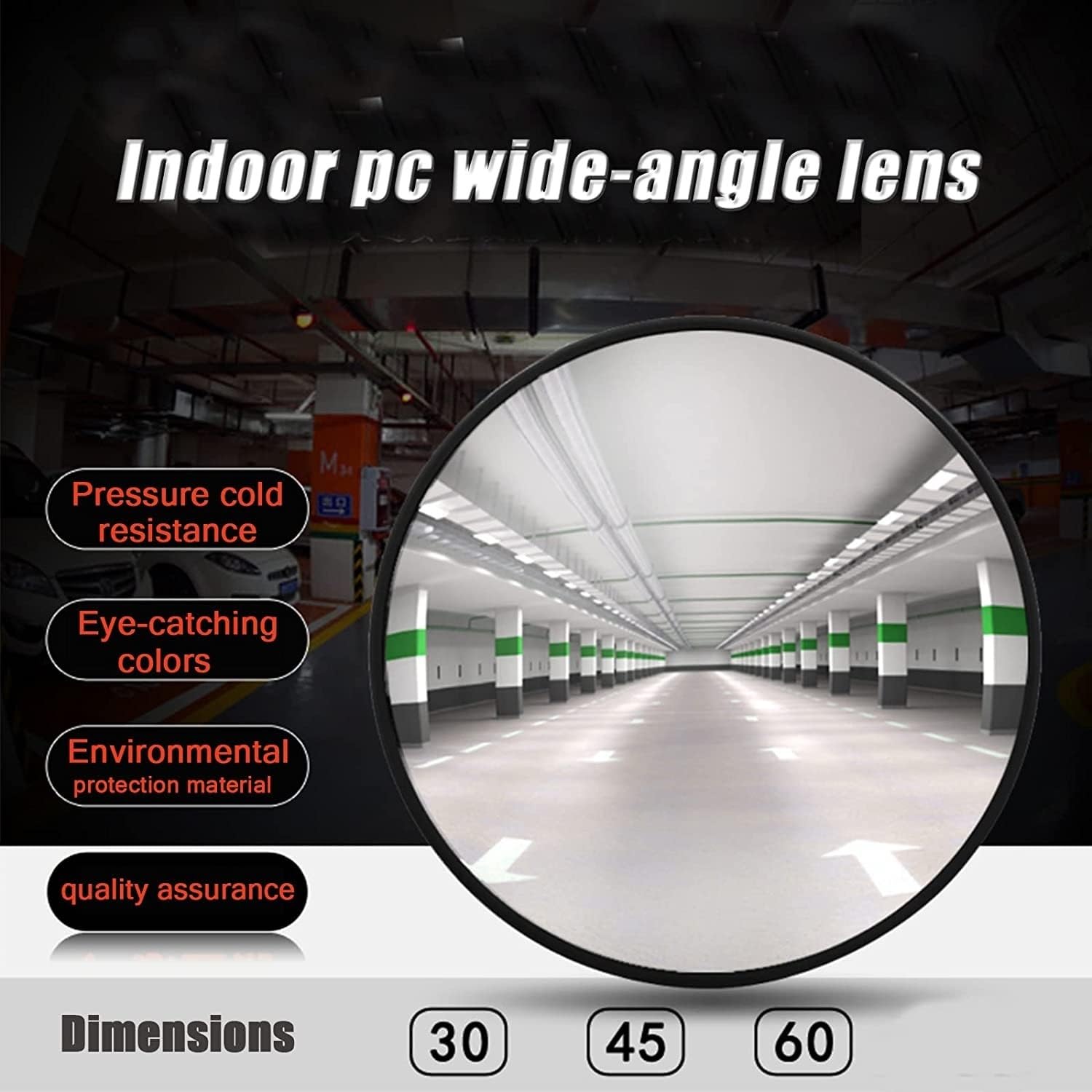 Convex Traffic Safety Mirror For Driveways, Warehouses, Garages And Offices, Black Convex Mirror(Diameter 30/45/60 Cm, With Wall Bracket Convex Mirror) (Size : 30cm)