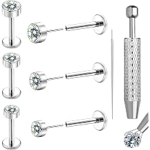 VOJO 20G 3 Pairs Moissanite & Titanium Flat back Earrings
