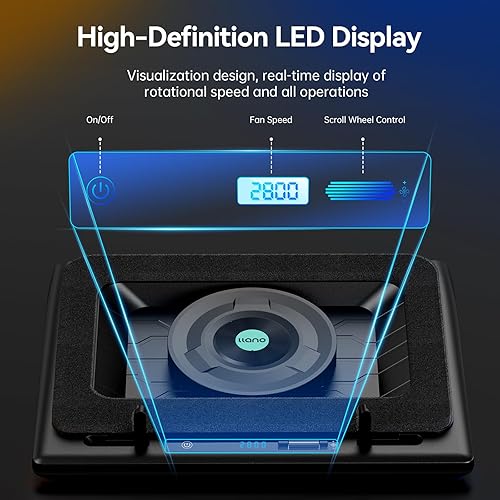 Miniatura 5 de llano Almohadilla de enfriamiento para laptop para juegos, soporte enfriador para laptop con ventilador de enfriamiento externo de 5.5 pulgadas,