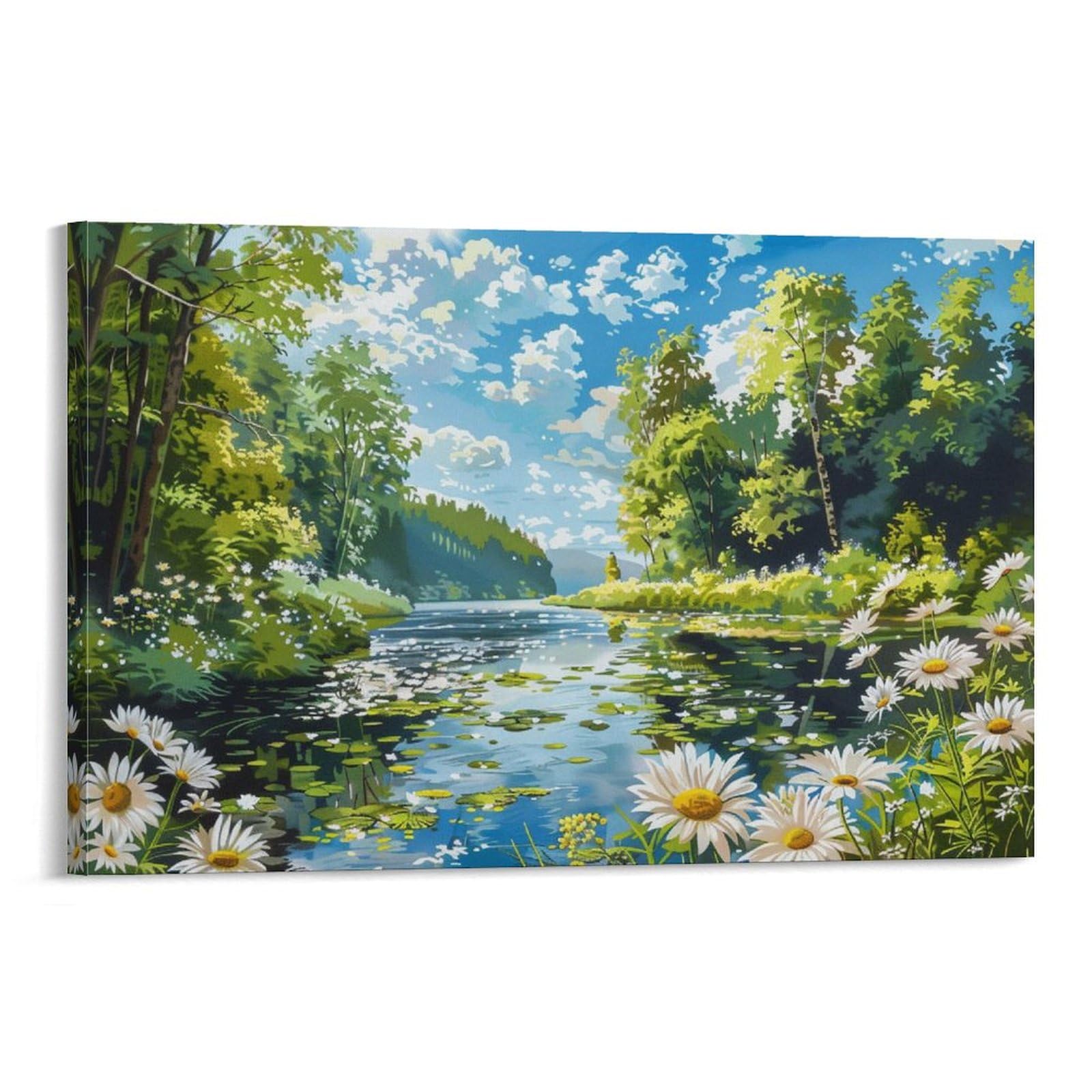 Amazon.co.jp: 絵画 春の森の川の花 アートパネル ポスター 魅力的な花