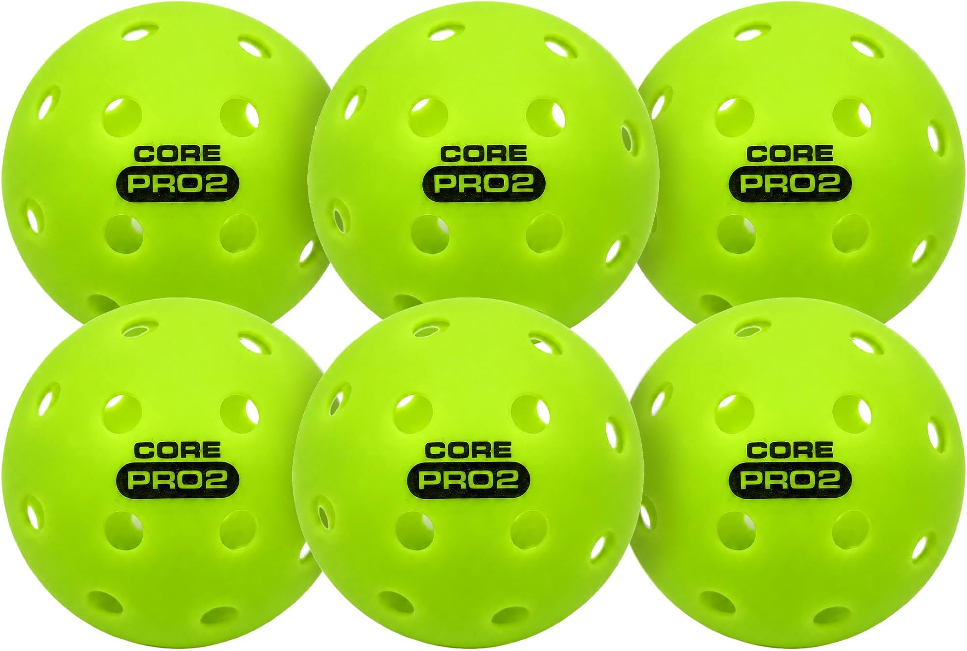 CORE PRO2 Outdoor Pickleball Balls, 40-Hole Design, Textured Lime Green Surface, Consistent Bounce, Stable Flight and Crack-Resistant Construction