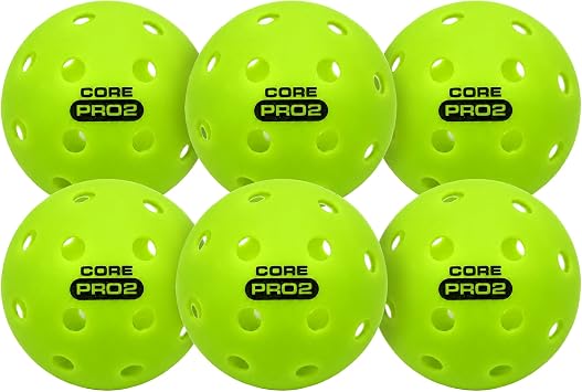 CORE PRO2 Outdoor Pickleball Balls, 40-Hole Design, Textured Lime Green Surface, Consistent Bounce, Stable Flight and Crack-Resistant Construction